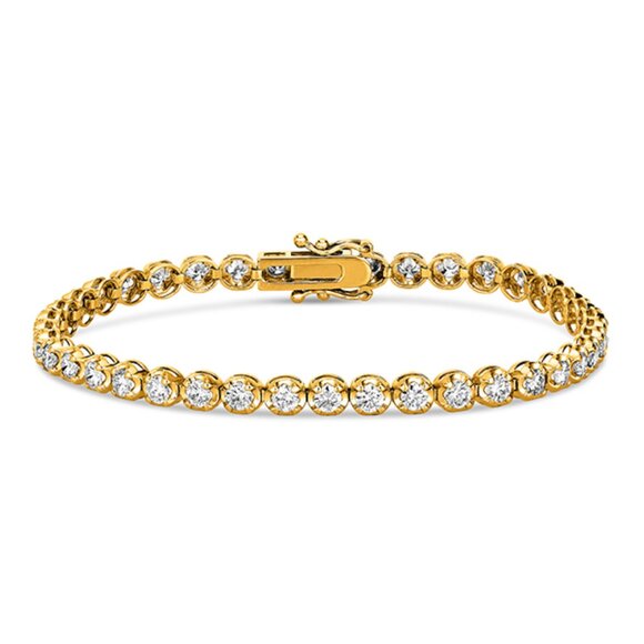 3.03 Carat Natural Diamond Buttercup Bracelet G-H SI 14K Yellow Gold 7'' - Picture 1 of 1